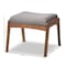 Baxton Studio Roxy Walnut Finishing and Grey Upholstered Ottoman 133-7142 - alternate 3